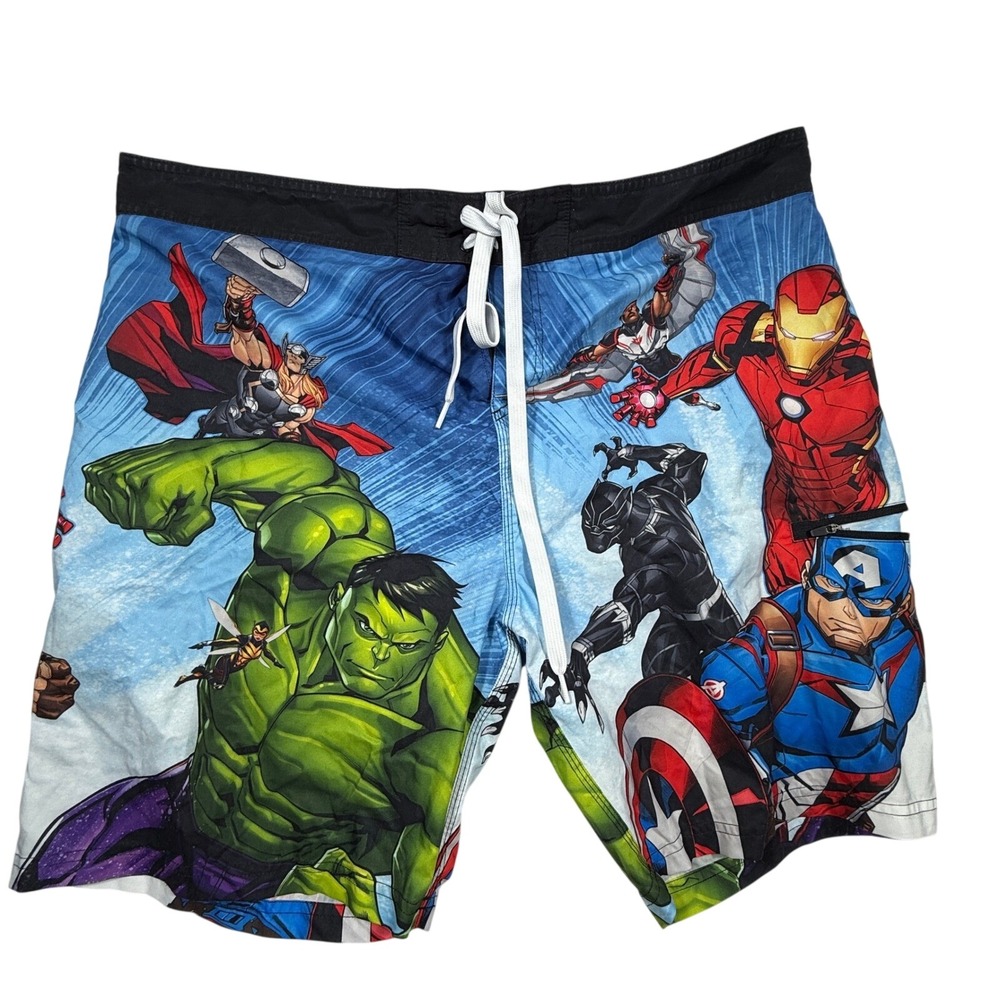 Marvel Comics Avengers Swim Trunks Board Shorts XXL‎ Superhero Characters